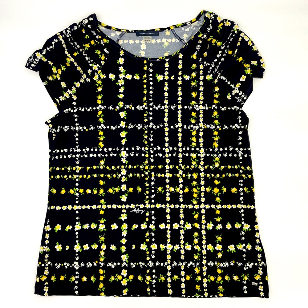 Tommy Hilfiger Navy/Yellow Top, Medium